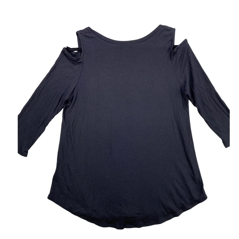 FROXX Cold Shoulder Knit Top XXL Black Casual V-Neck Tunic  Classic‎ Chic